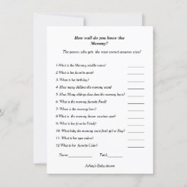 Invitación Ducha de bebé ¿Qué tan bien sabes que es la mamá?