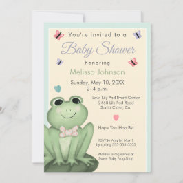 Invitación Ducha de Bebé Rana Crema Menta Caprichosa