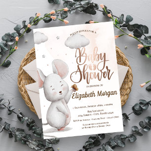 Invitación Ducha de Bebé Ratón Dulce Rayado