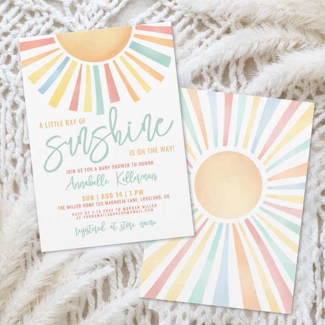Invitación Ducha de Bebé Rayito de Sol (Little Ray Of Sunshine Baby Shower Invitation)