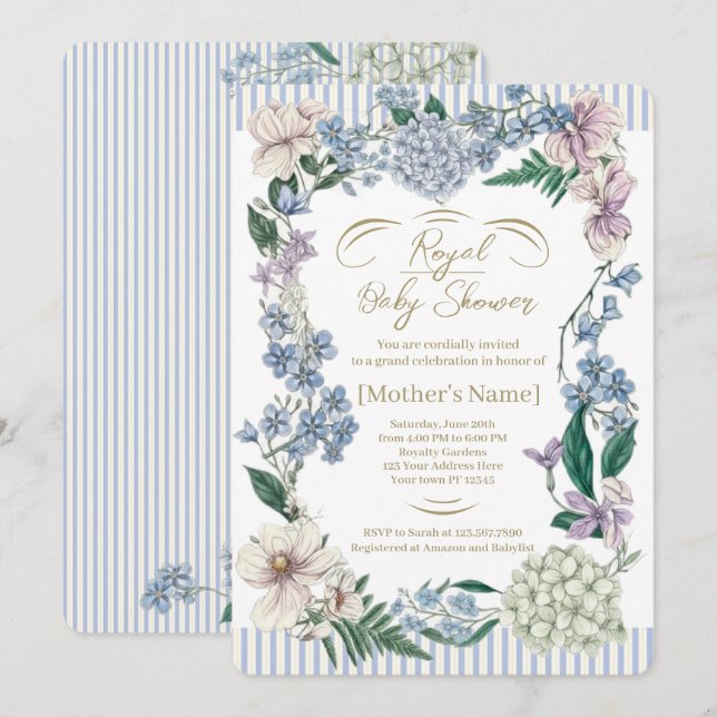 Invitación Ducha de Bebé Real (Anverso / Reverso)
