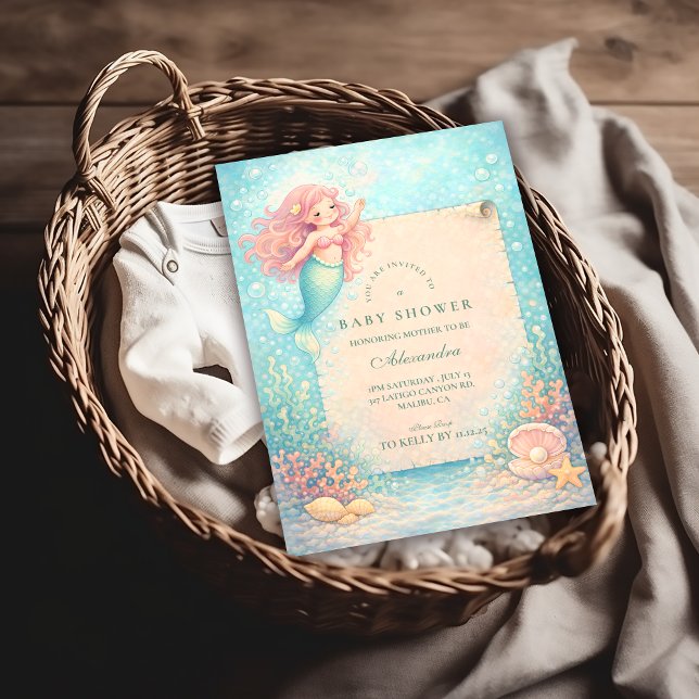 Invitación Ducha de bebé recuerdo de sirena Corallight (Subido por el creador)