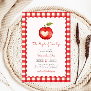 Invitación Ducha de bebé Red Gingham Apple of Our Eye