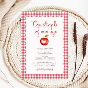 Invitación Ducha de bebé Red Gingham Apple of Our Eye