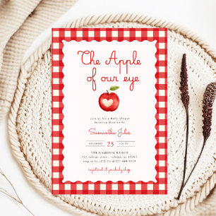 Invitación Ducha de bebé Red Gingham Apple of Our Eye