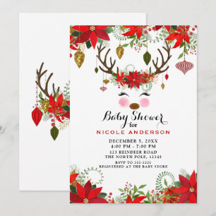 Invitación Ducha de Bebé Reno Floral Moderno Vintage