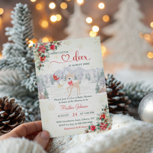 Invitación Ducha de Bebé Reno Invernal de Copo de Nieve 