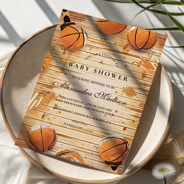 Invitación Ducha de Bebé Retro de Baloncesto (Subido por el creador)