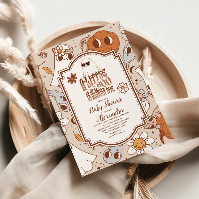 Invitación Ducha de Bebé Retro Groovy de Halloween para Littl (Subido por el creador)