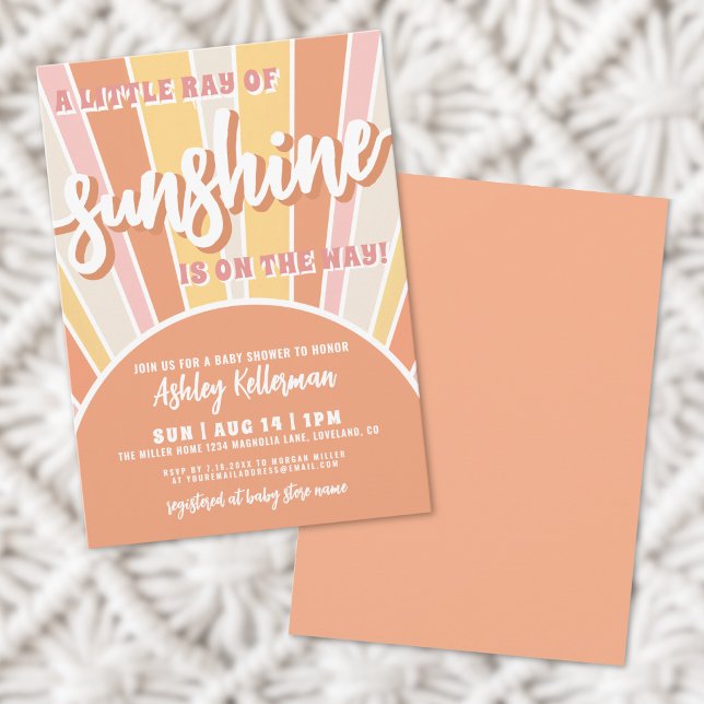Invitación Ducha de Bebé Retro Groovy Sunshine (Sunshine Retro Groovy Sun Baby Shower Invitation)