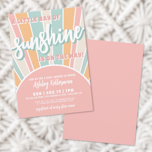 Invitación Ducha de bebé retro sol brillante (Sunshine Retro Sun Baby Shower Invitation)