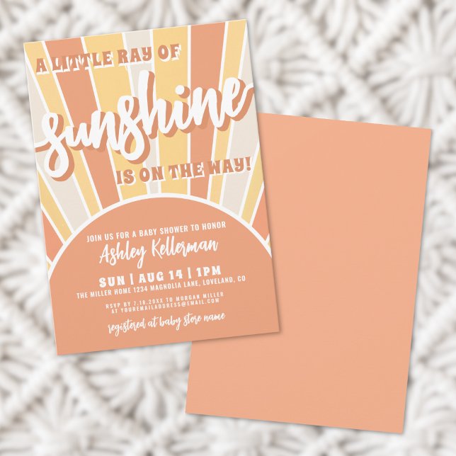 Invitación Ducha de bebé Retro Sol de la infancia (Sunshine Retro Sun Baby Shower Invitation)