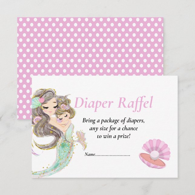 Invitación Ducha de Bebé Rifle Sirena Marrón Bajo el Mar (Anverso / Reverso)