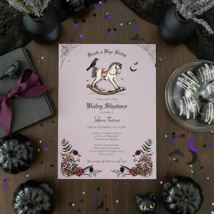 Invitación Ducha de bebé Rock a Bye Caballo Mecedor Púrpura G