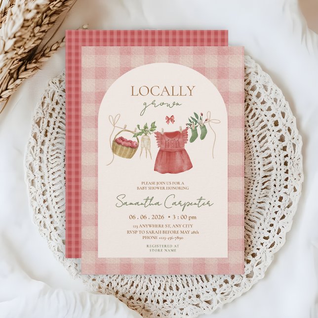 Invitación Ducha de Bebé Rosa del Mercado de Granjeros de Pro (Subido por el creador)