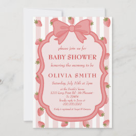 Invitación Ducha de bebé rosa dulce de fresa Coquette 