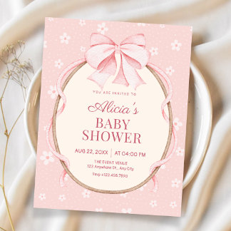 Invitación Ducha de bebé rosa linda