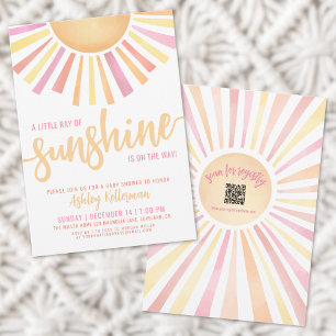 Invitación Ducha de Bebé Rosa Pequeño Rayo de Sol