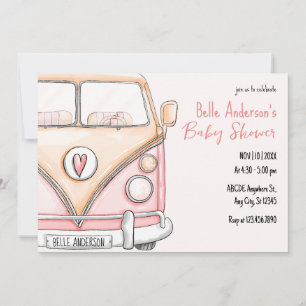 Invitación Ducha de bebé rosa vintage