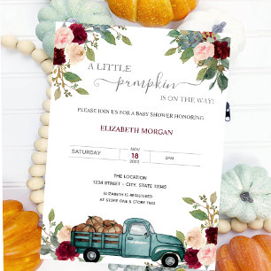 Invitación Ducha de Bebé Rosas de Burdeos Camioneta de Calaba