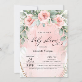 Invitación Ducha de Bebé Rosas Rosadas Chic