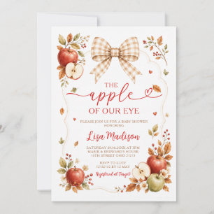 Invitación Ducha de bebé Rustic Fall Plaid Bow Apple of our E