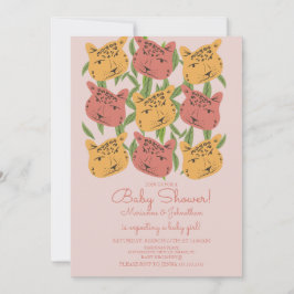 Invitación Ducha de Bebé Safari Animal Boho Gato Guepardo