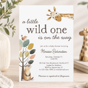 Invitación Ducha de Bebé Safari Animales Pequeño Salvaje