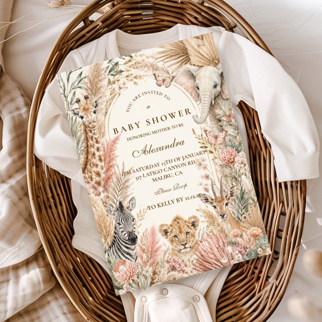 Invitación Ducha de Bebé Safari Boho Caprichosa Niña (Subido por el creador)