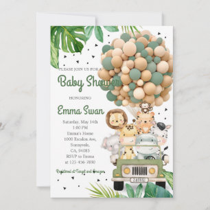 Invitación Ducha de bebé safari de la jungla Animales verdes