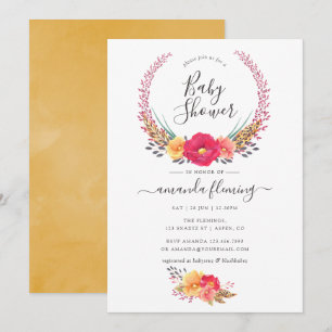 Invitación Ducha de bebé safari floral acuarela