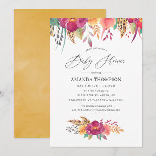 Invitación Ducha de bebé safari floral acuarela