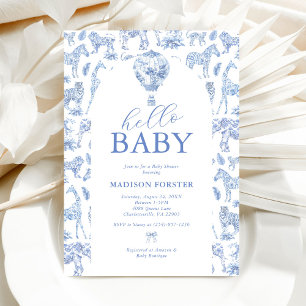 Invitación Ducha De Bebé Safari Niño Toile De Jouy