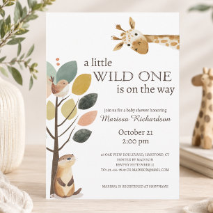 Invitación Ducha de Bebé Safari Pequeño Salvaje Animales