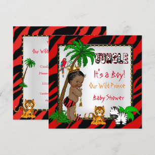 Invitación Ducha de bebé Safari Selva Salvaje Príncipe Rojo É
