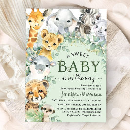 Invitación Ducha de Bebé Safari Tropical de Animales de la Ju