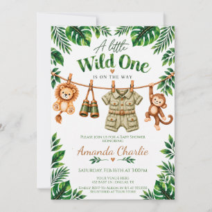 Invitación Ducha de bebé Safari Uno Salvaje en acuarela