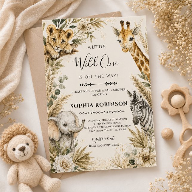 Invitación Ducha de Bebé Safari Wild One (Subido por el creador)