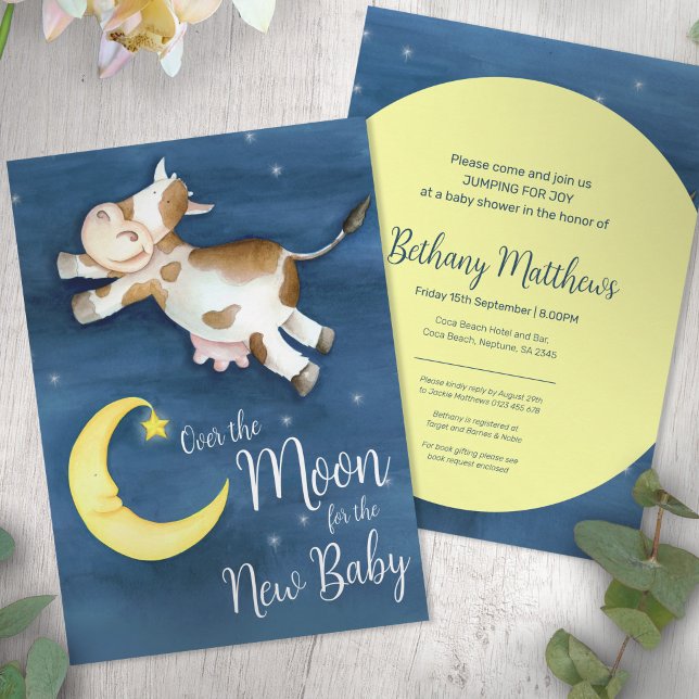 Invitación ducha de bebé salto de vaca sobre la luna (Subido por el creador)