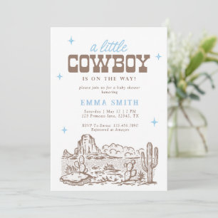 Invitación Ducha de Bebé Salvaje Azul Oeste del Desierto Vaqu