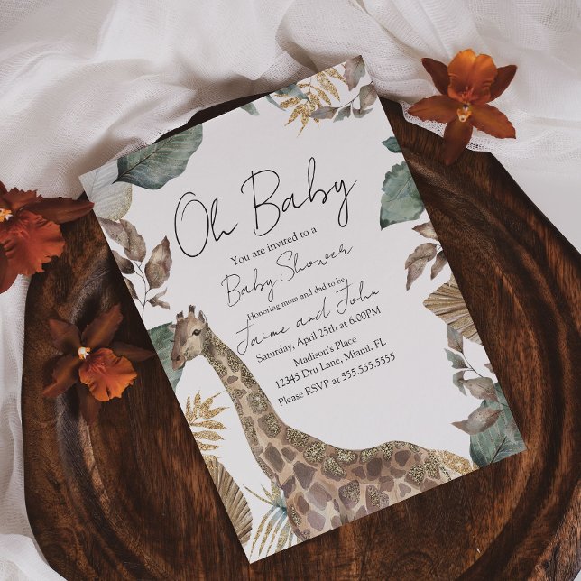 Invitación Ducha de Bebé Salvaje de la Jungla de Jirafas (Subido por el creador)