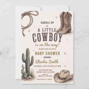 Invitación Ducha de bebé Salvaje Oeste Rodeo Vaquero