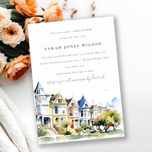Invitación Ducha de Bebé San Francisco Painted Ladies