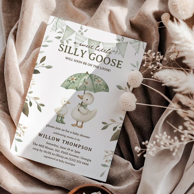 Invitación Ducha de bebé Silly Goose acuarela (Subido por el creador)