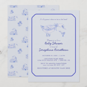 Invitación Ducha de bebé Silly Goose con estampado floral Toi