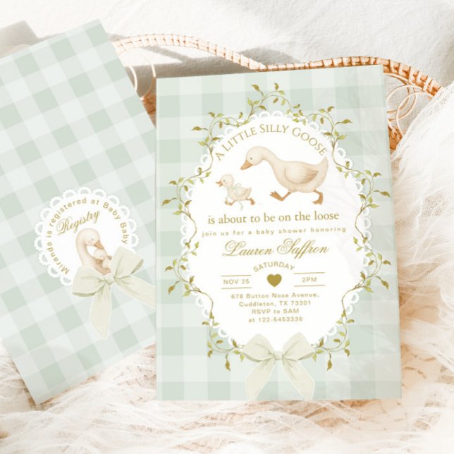 Invitación Ducha de bebé Silly Goose neutra en cuanto al géne (Subido por el creador)