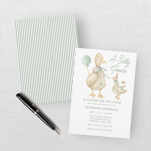 Invitación Ducha de bebé Silly Goose Verde (Subido por el creador)