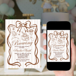 Invitación Ducha de Bebé Simple Baby Is Brewing Doodle Café
