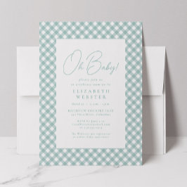 Invitación Ducha de bebé simple y linda de cuadros verdes
