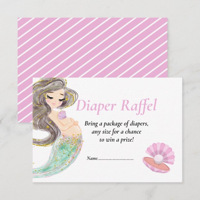 Invitación Ducha de bebé sirena bajo el mar (Anverso / Reverso)